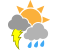 A mix of sun and cloud. 60 percent chance of showers this afternoon with risk of a thunderstorm. Wind south 20 km/h becoming west 20 early this afternoon. High 27. Humidex 30. UV index 7 or high.