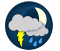 Partly cloudy with 40 percent chance of showers early this evening and risk of a thunderstorm. Clearing late this evening. Low 13.